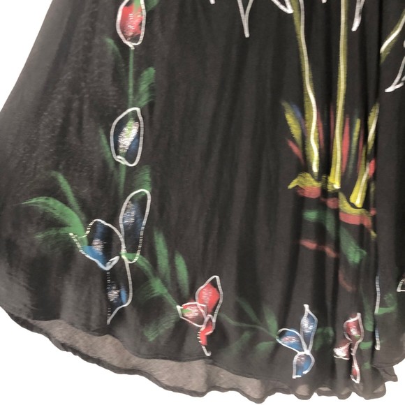 Ace Fashion Mini Dress/Tunic Top Handpainted Graphic Print of Palm Trees Flowers - Picture 6 of 9